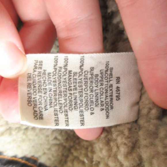 Timberland Sherpa Lined Black Denim Jacket Size M Outdoor Button Collar Jacket - Picture 7 of 13